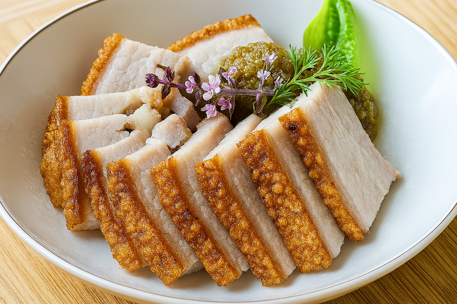 Five-spiced pork belly bao with pickled vegetables