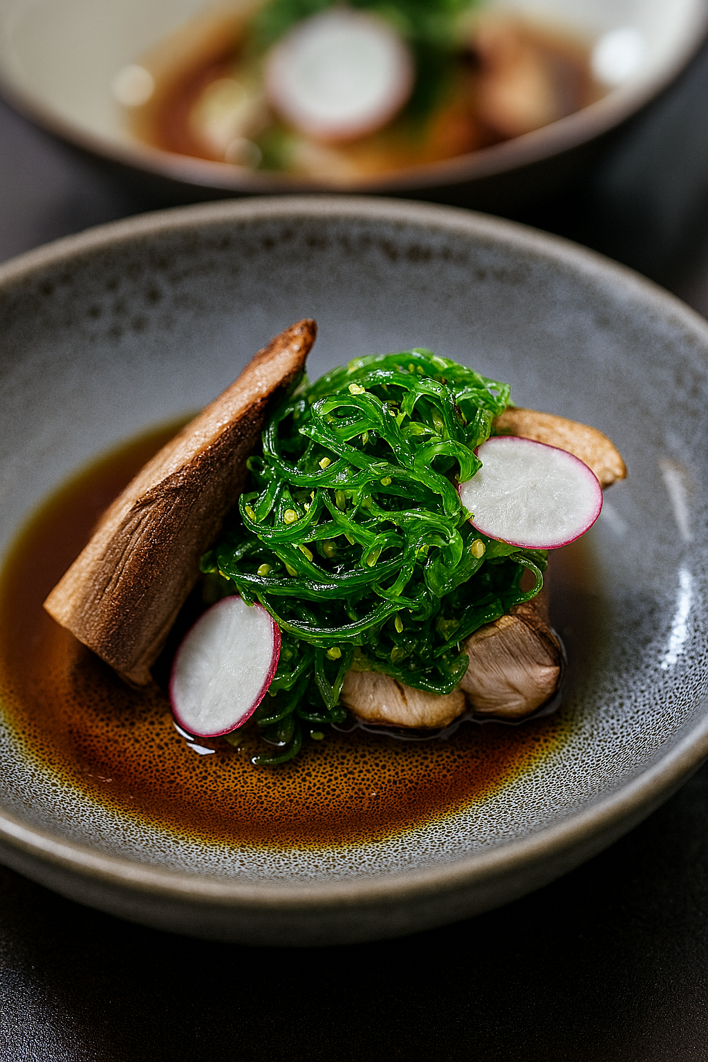 Rack of lamb with basil sauce and garlic confit