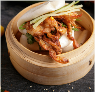 Japanese-inspired seafood dish with fresh ingredients